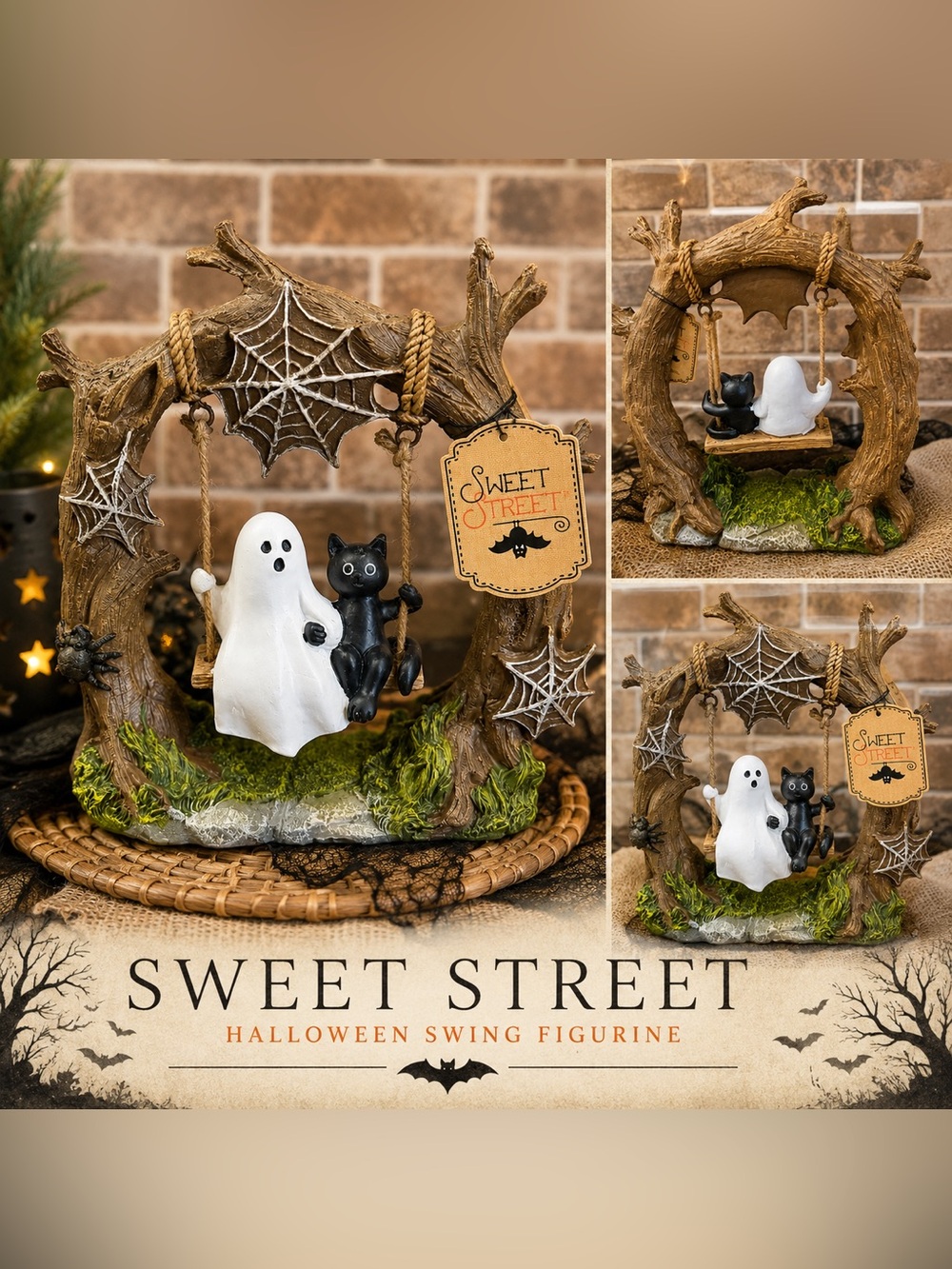 Sweet Street Ghost & Black Cat Halloween Swing Figurine NWT | TJ Maxx 2026